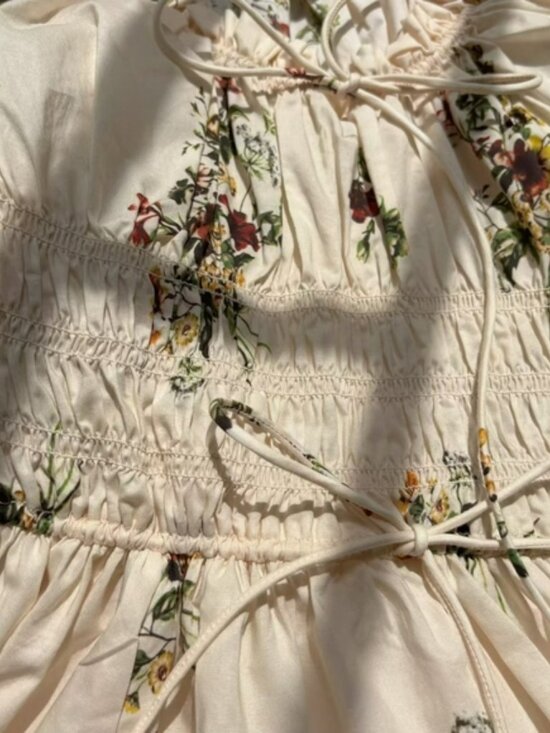 DOEN Kaira shirred floral-print organic cotton-poplin midi dress - Picture 10 of 14